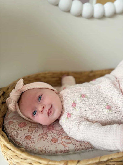 Rosewater Pink Smaller Bow Headband For Babies - Image 4