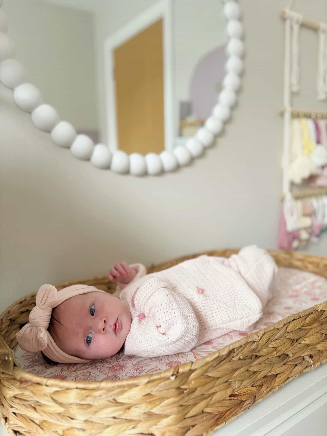 Rosewater Pink Smaller Bow Headband For Babies - Image 6