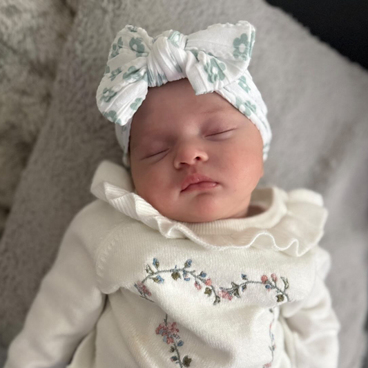 Sage Daisy Smaller Bow Headband For Girls From Newborn - Image 1