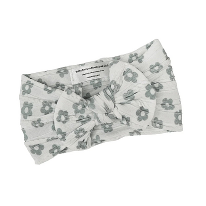 Sage Daisy Smaller Bow Headband For Girls From Newborn - Image 2