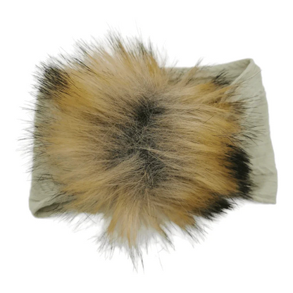 Sage Faux Fur Pom Headband For Girls From Newborns to Age 3 - Image 1