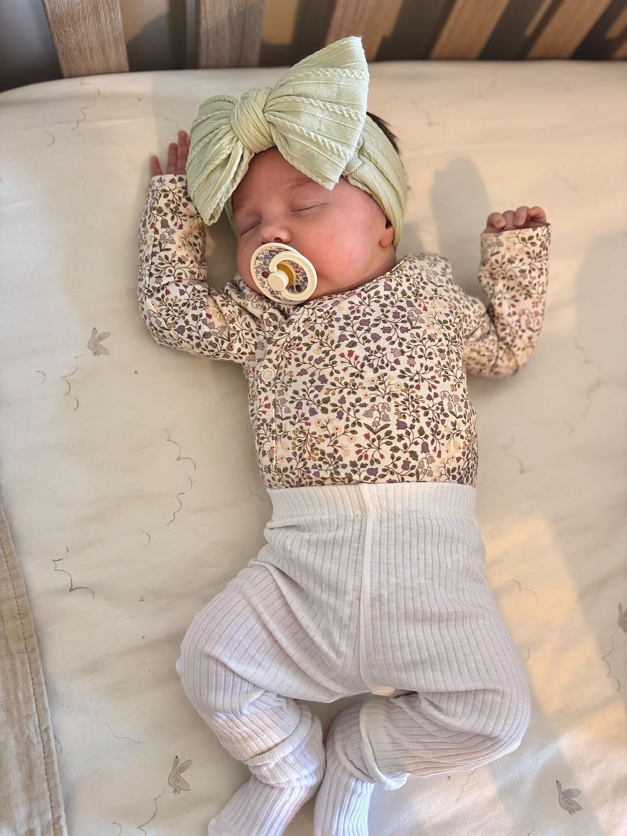Sage Green Larger Bow Headband From Newborn to 3 Years Old - Image 3