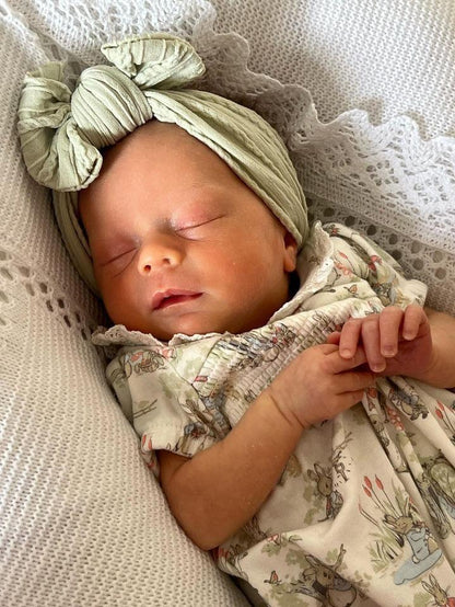 Sage Green Smaller Bow Headband Suitable For Baby Girls - Image 3