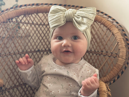 Sage Green Larger Bow Headband From Newborn to 3 Years Old - Image 6