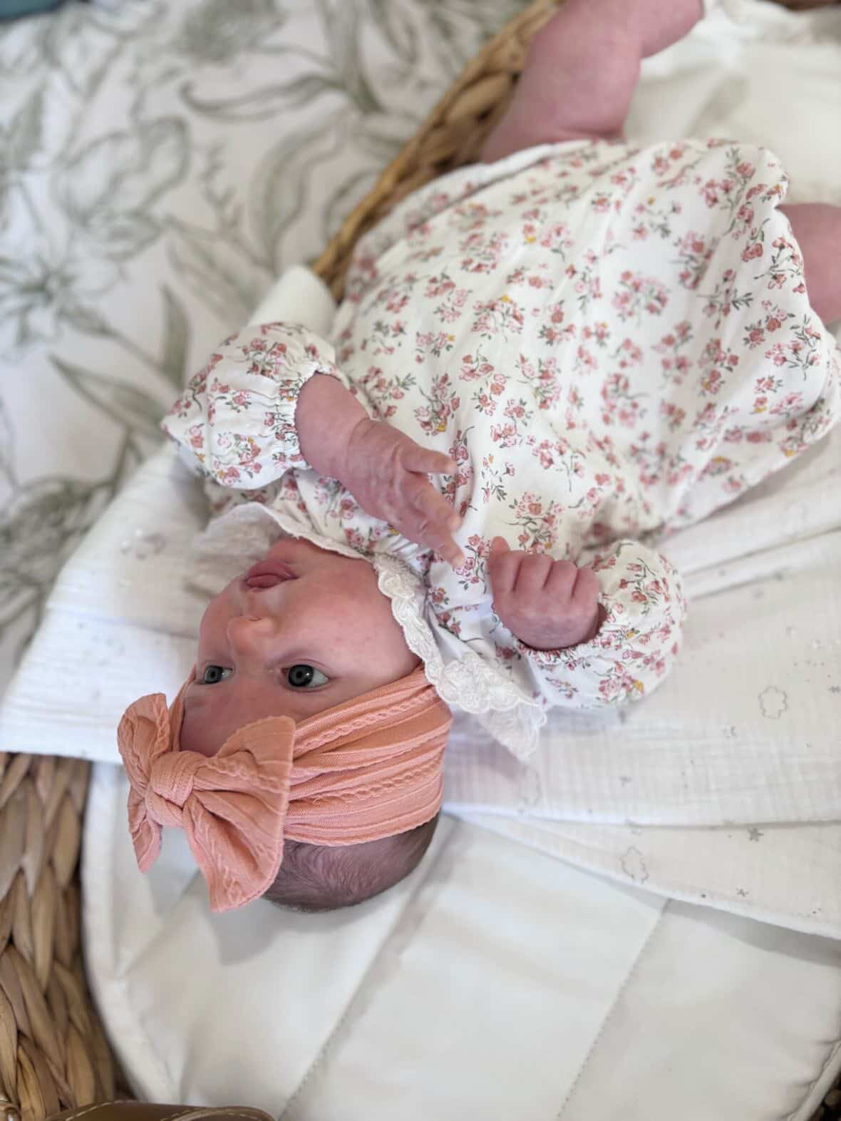 Salmon Pink Smaller Bow Headband For Babies From Newborn - Image 4