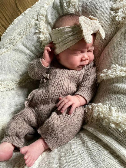Sand Gold Spot Smaller Bow Headband For Newborns to 3 Years Old - Image 3