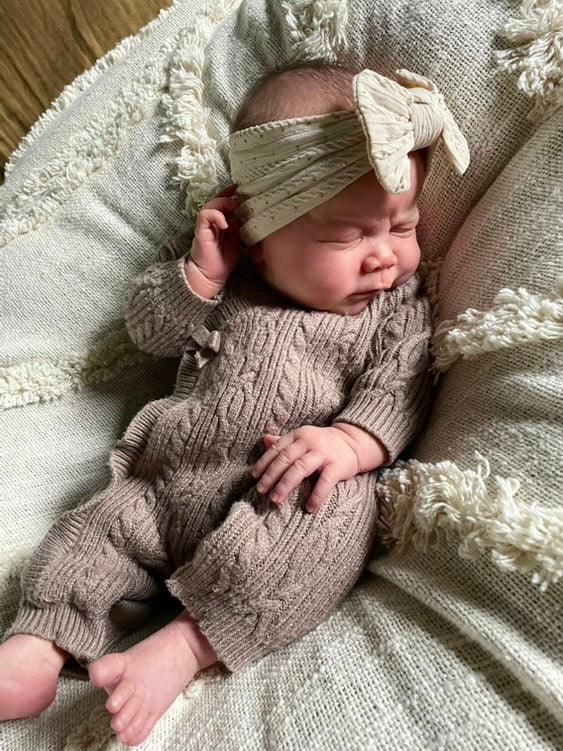 Sand Gold Spot Smaller Bow Headband For Newborns to 3 Years Old - Image 1