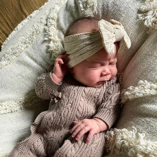 Sand Gold Spot Smaller Bow Cable Knit Headband
