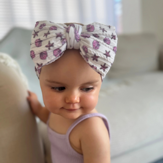 Sea Shells Pattern Larger Bow Cable Knit Headband