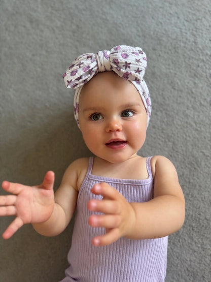 Sea Shells Larger Bow Cable Knit Headband For Baby Girls - Image 5