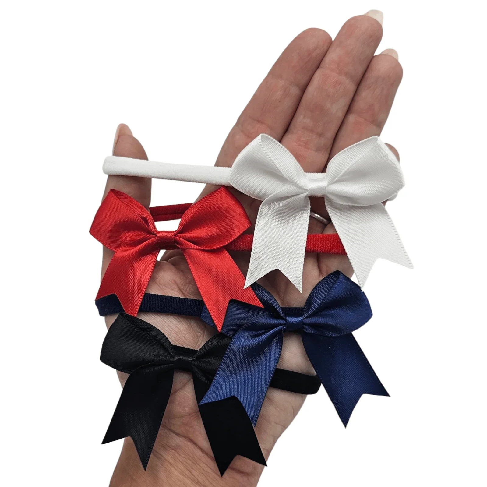 Set of 4 - 2.5 Inch Satin Bow Headbands For Baby Girls - Image 1