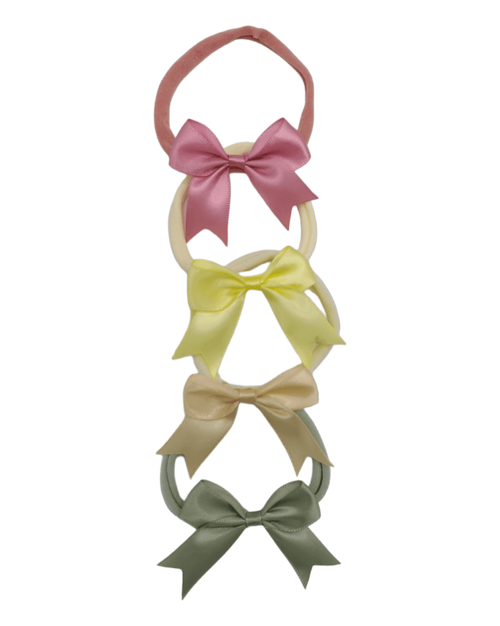 Set of 2.5 Inch Satin Kiss Baby Bows Headbands For Girls - Image 1