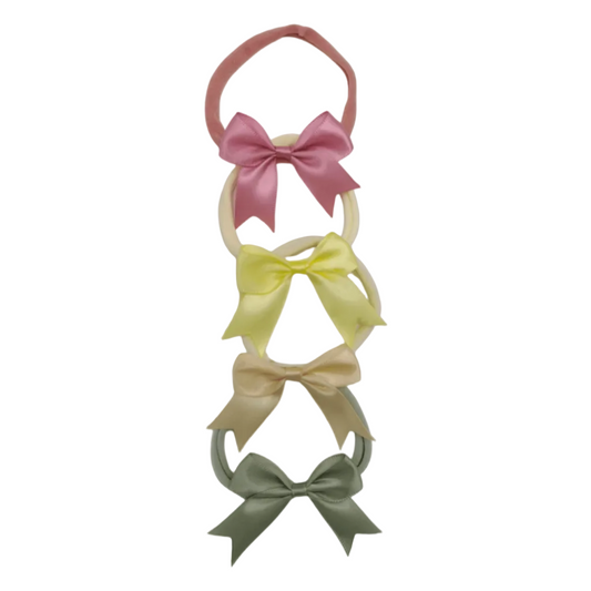 Set of 2.5 Inch Satin Kiss Baby Bows Headbands For Girls - Image 1