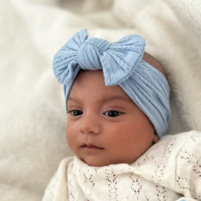 Sky Blue Smaller Bow Headband Perfect For Baby Girls - Image 1