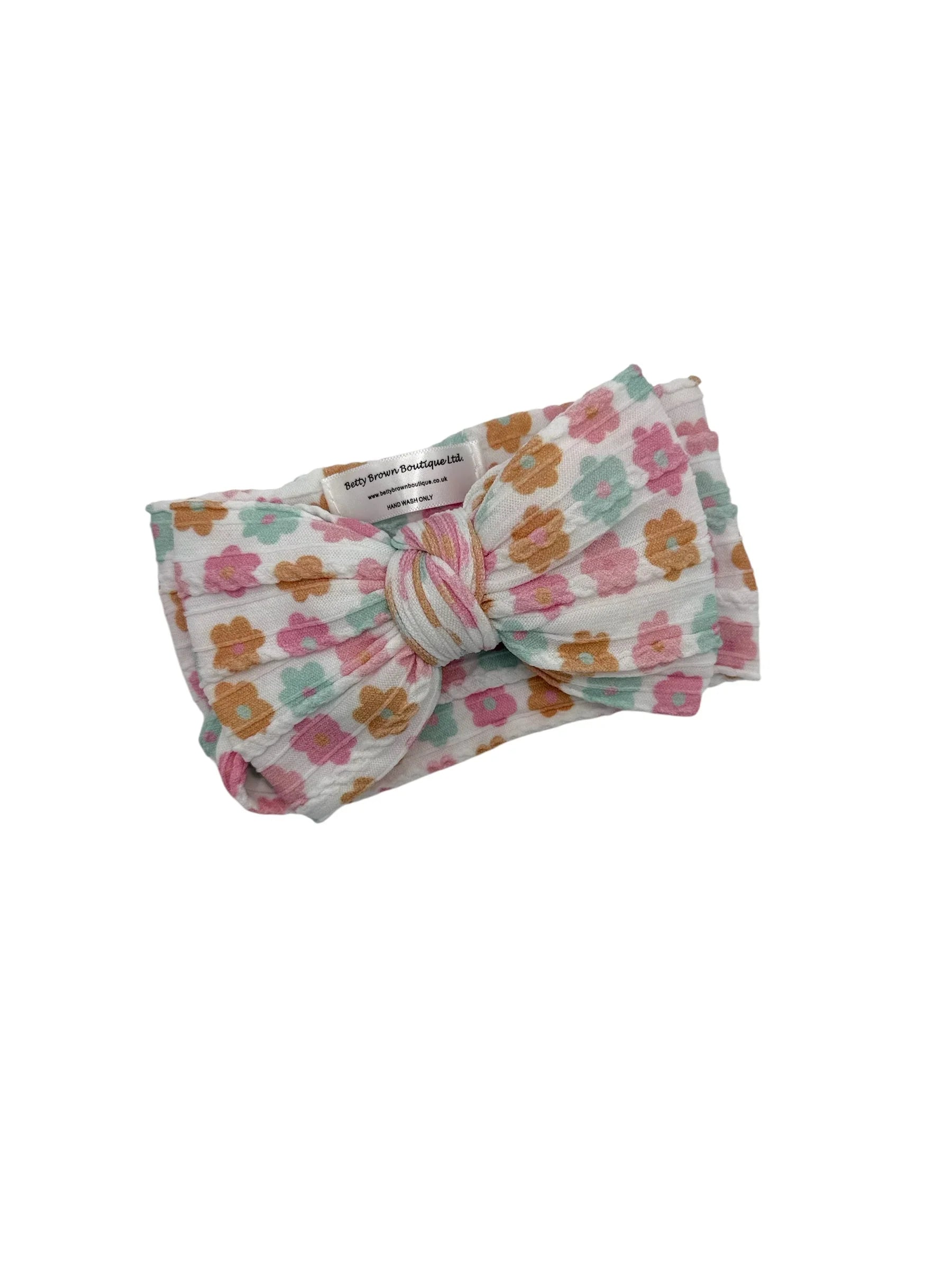 Summer Flowers Larger Bow Headband For Newborn Babies to Age 3 - Image 1