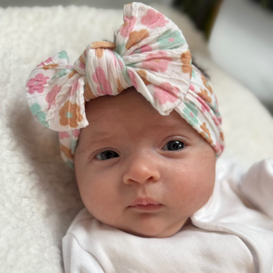 Summer Flowers Smaller Bow Headband For Babies From Newborn - Image 1