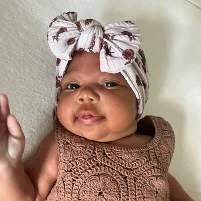 Sunflower Pattern Smaller Bow Cable Knit Headband