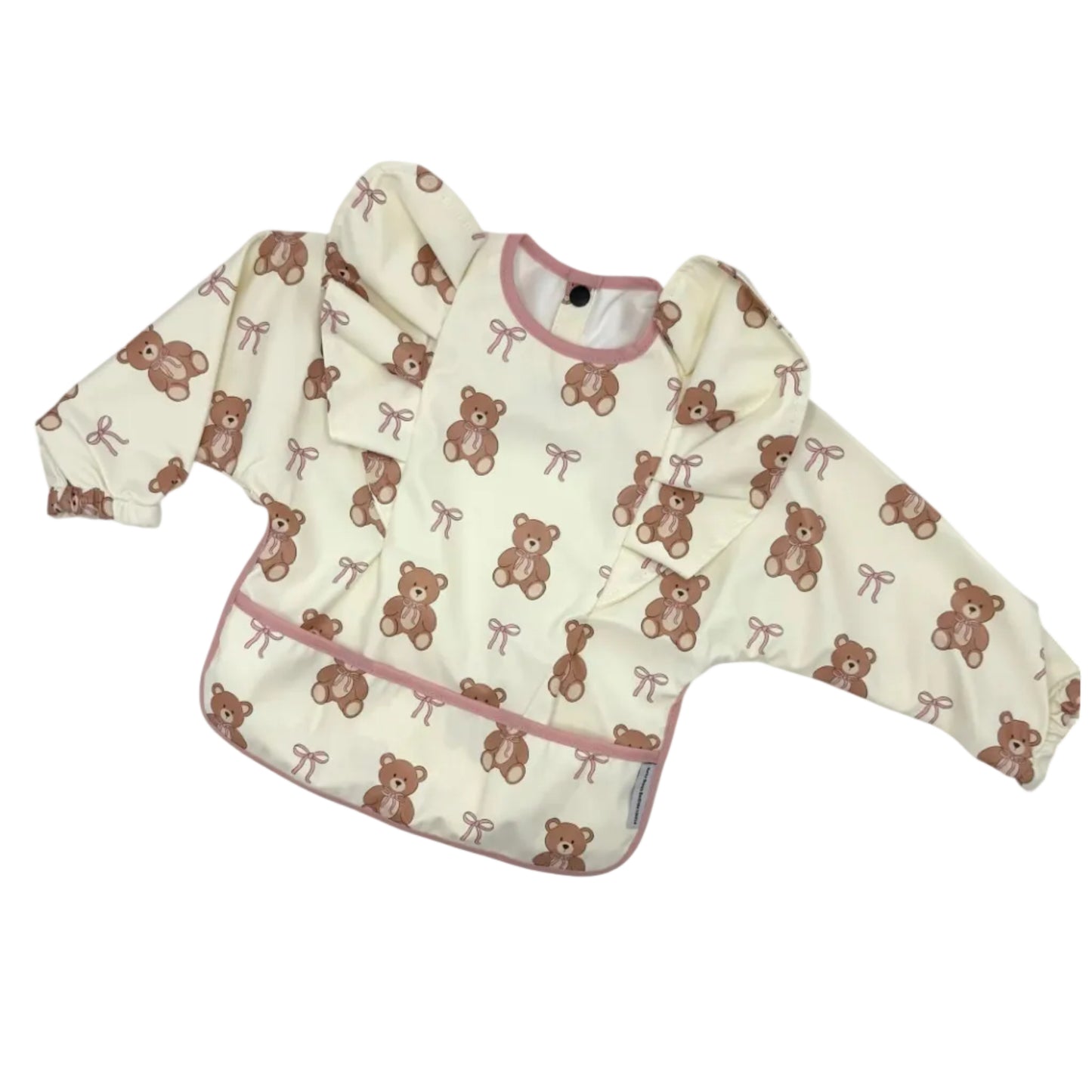 Teddy Bear Bow Waterproof Bib with Sleeves For 6-36 Months - Image 2