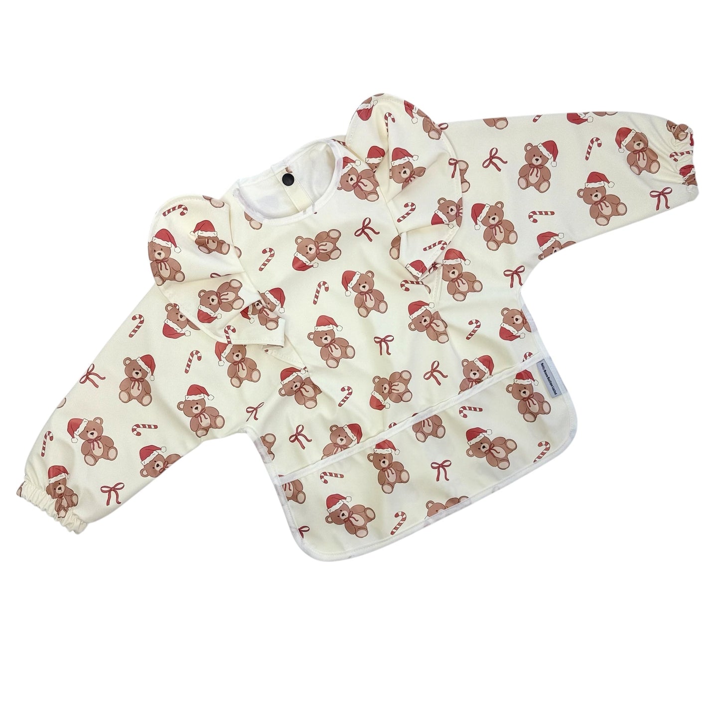 Teddy Bear Christmas Bib with Sleeves For 6-36 Months - Image 2
