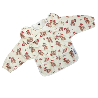 Teddy Bear Christmas Bib with Sleeves For 6-36 Months - Image 2
