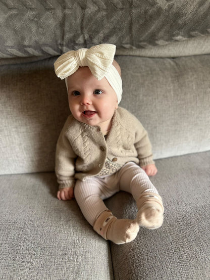 True Ivory Larger Bow Headband For Girls From Newborns to Age 3 - Image 2