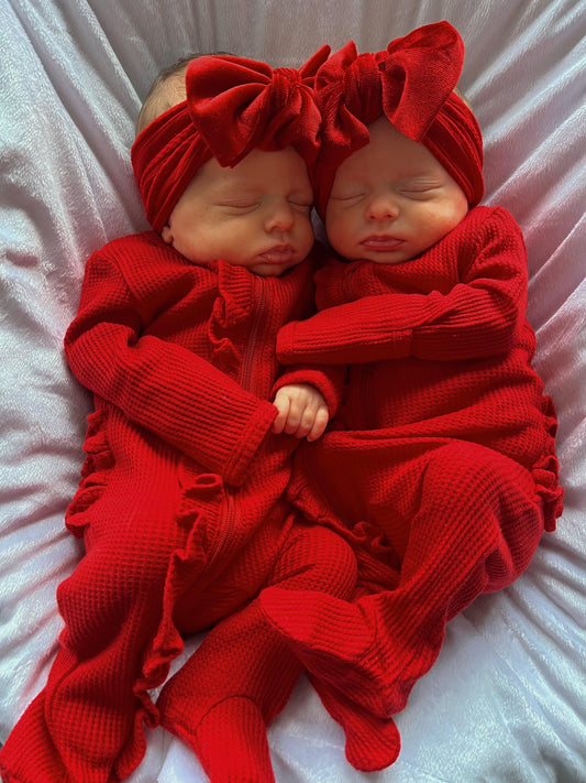 Christmas Red Velvet Smaller Bow Headband For Baby Girls - Image 1