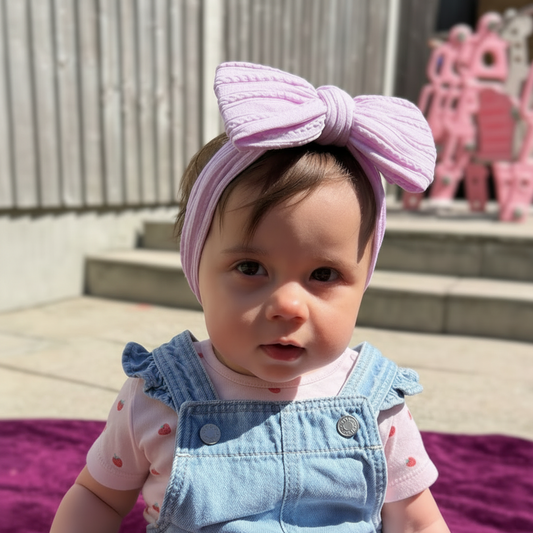 Violet Larger Bow Headband For Newborn Babies to Age 3 - Image 1