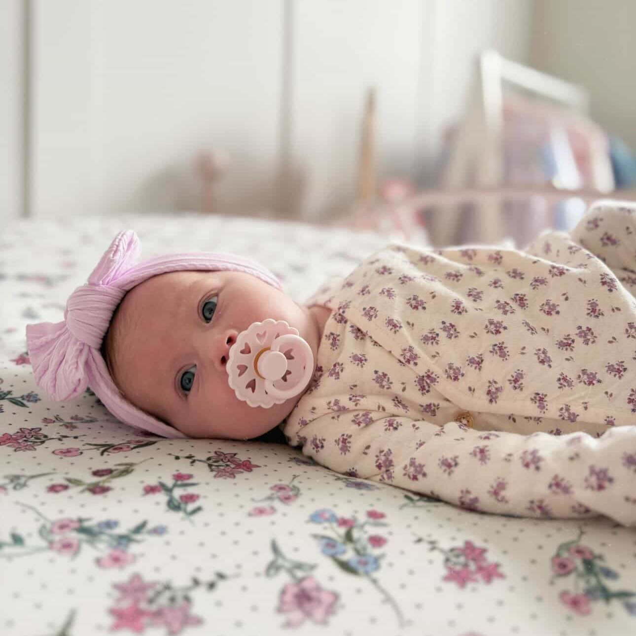 Violet Smaller Bow Headband For Girls From Newborns to Age 3 - Image 1