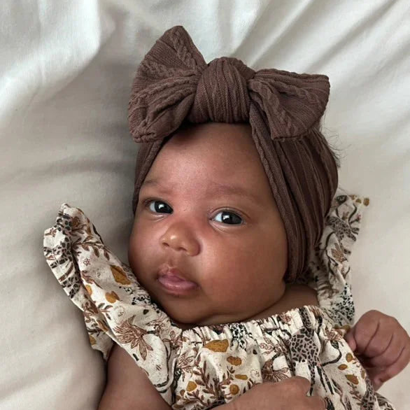 Walnut Smaller bow Headband For Girls From Newborn - Image 1
