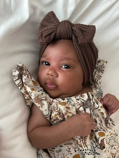 Walnut Smaller bow Headband For Girls From Newborn - Image 3