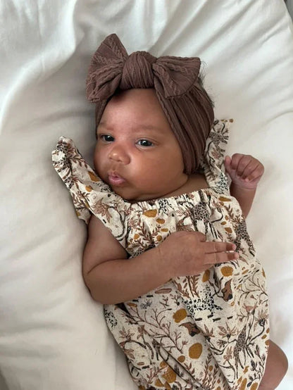 Walnut Smaller bow Headband For Girls From Newborn - Image 4
