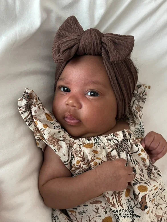 Walnut Smaller bow Headband For Girls From Newborn - Image 1