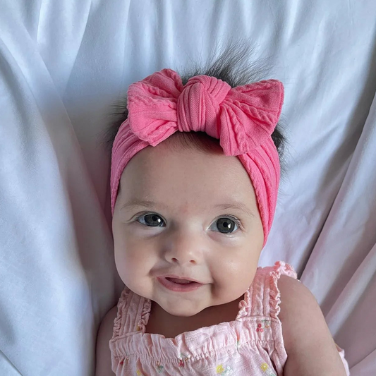 Watermelon Smaller Bow Headband Designed For Newborns to Age 3 - Image 1