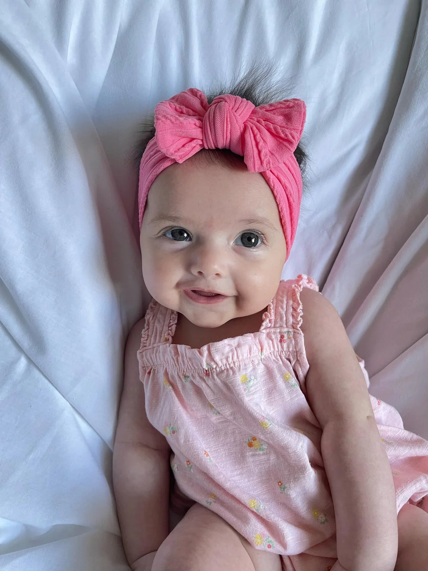 Watermelon Smaller Bow Headband Designed For Newborns to Age 3 - Image 1