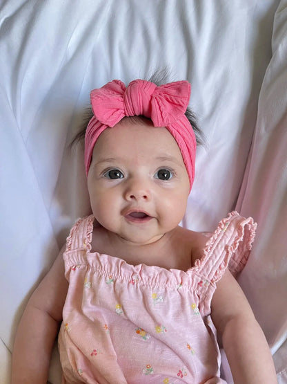 Watermelon Smaller Bow Headband Designed For Newborns to Age 3 - Image 3