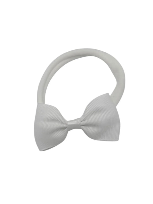 White 2.5 inch Dainty Bow Headband For Babies From Newborn - Image 1
