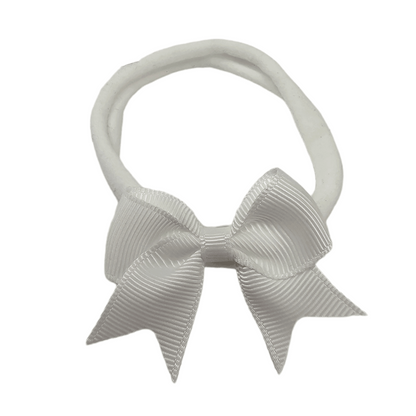 White 2 inch Baby Bow On Headband For Newborn to Age 3 - Image 2