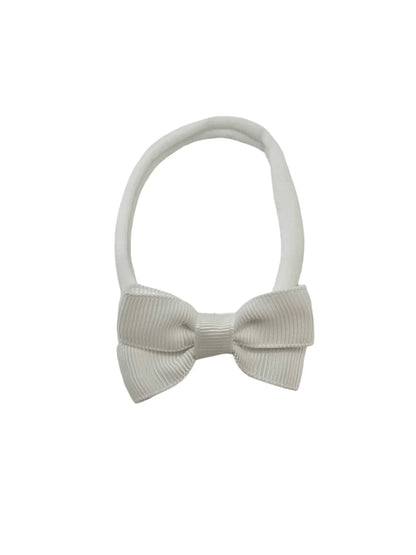White 2 inch Dainty Double Baby Bow On Headband For Newborns - Image 2