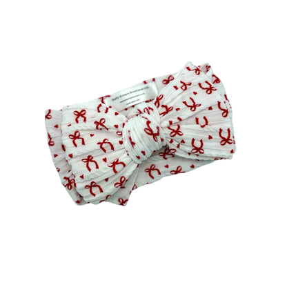 Pink Candy Cane Christmas Larger Bow Headband For Babies - Image 1