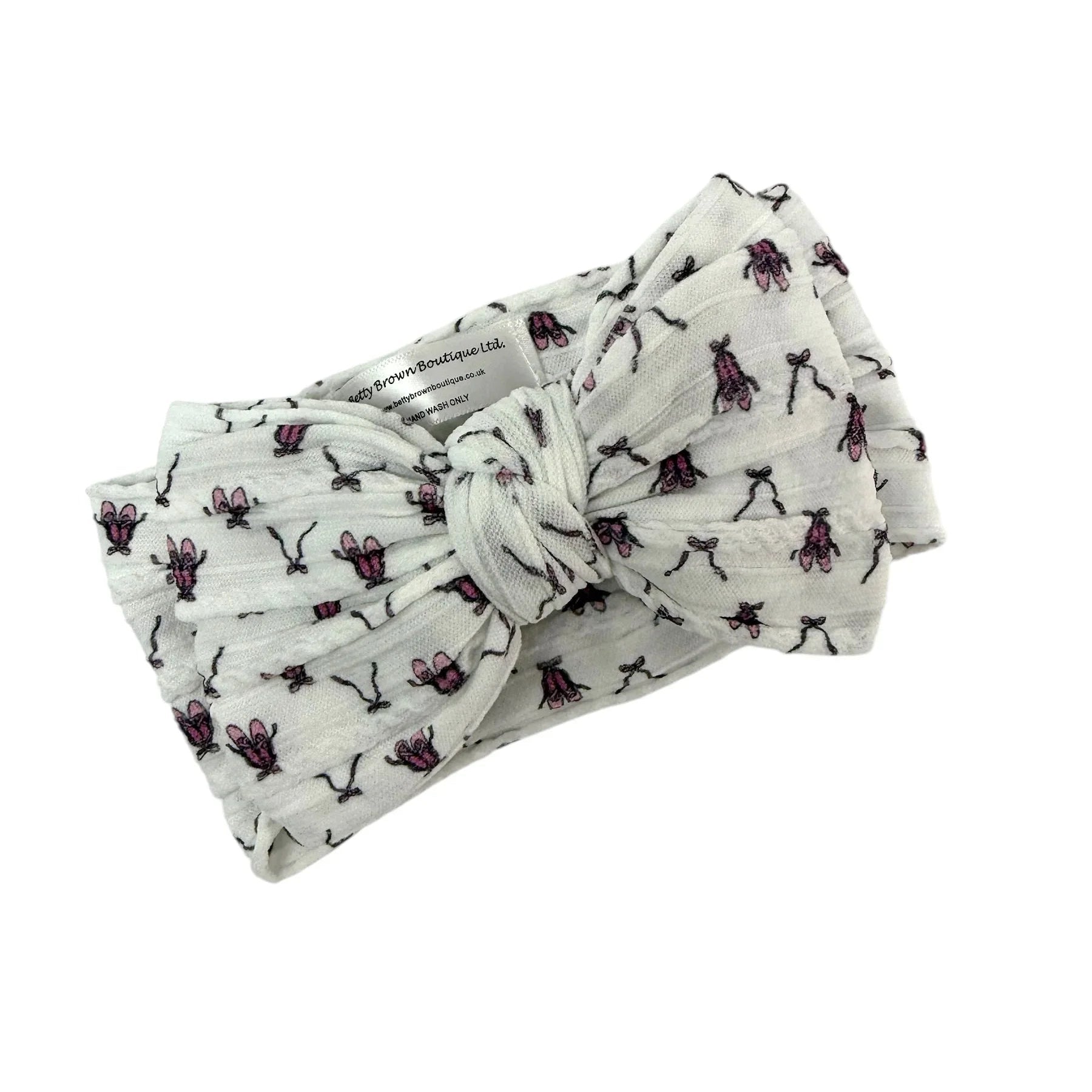 White Ballet Larger Bow Headband For Babies From Newborn - Image 1