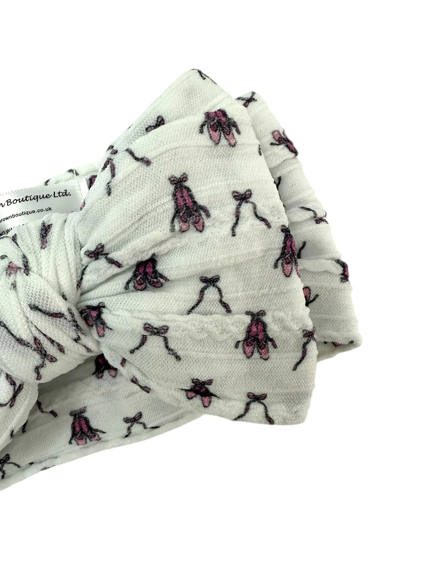 White Ballet Larger Bow Headband For Babies From Newborn - Image 2