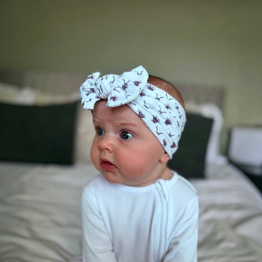 White Ballet Smaller Bow Headband For Babies From Newborn - Image 1