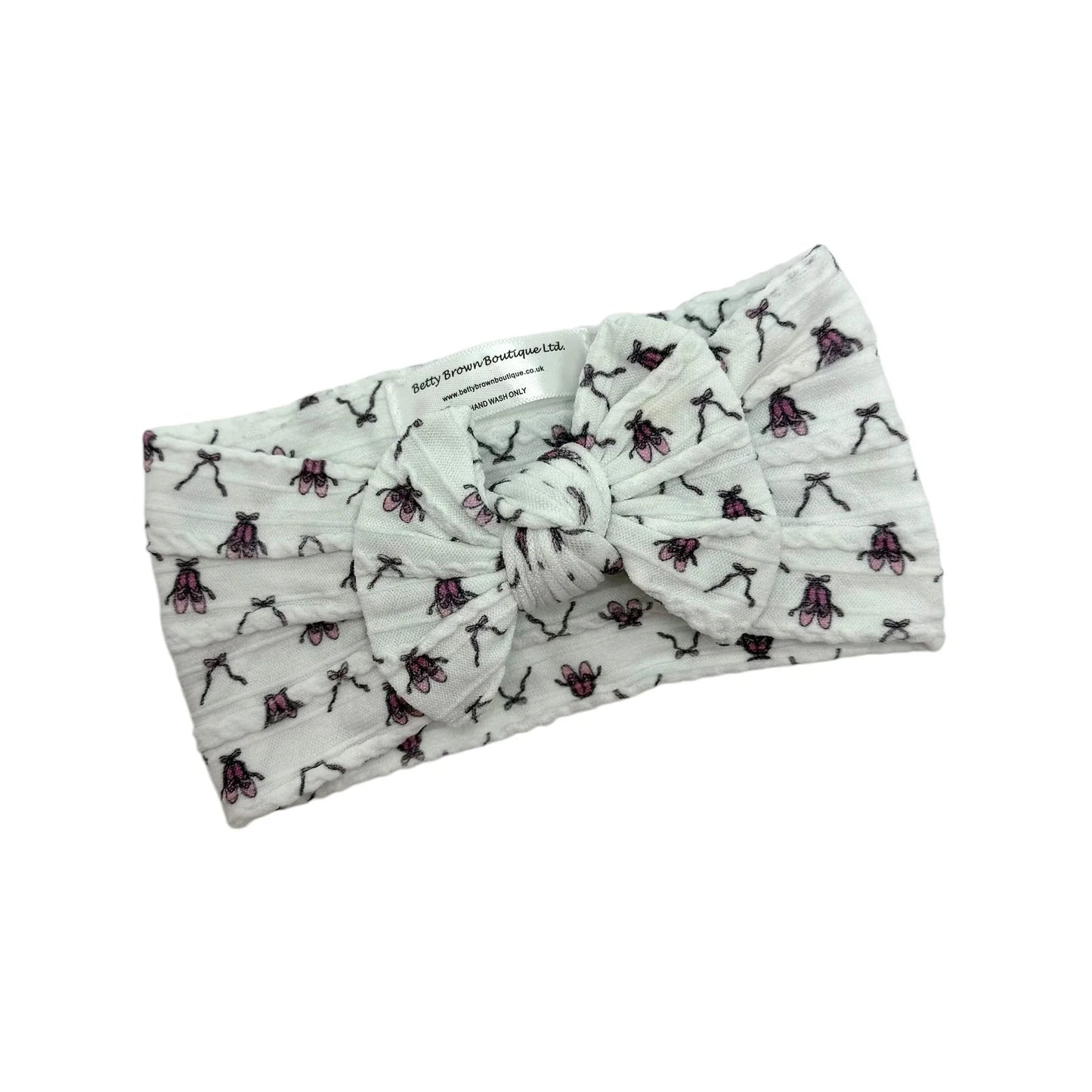 White Ballet Smaller Bow Headband For Babies From Newborn - Image 1