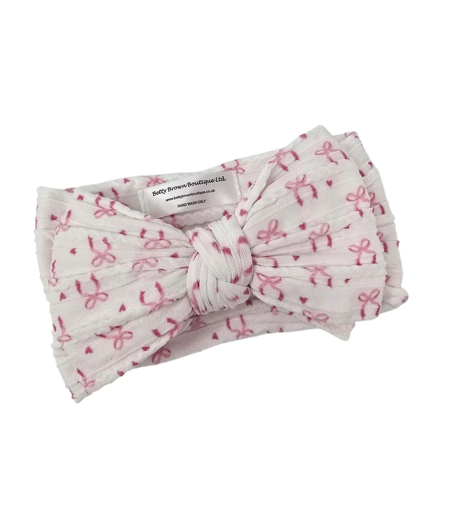 Larger Bow With White Bow Print on Headband for Baby Girl - Image 2