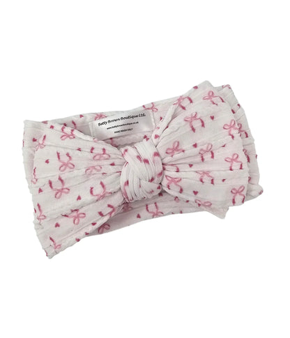 Larger Bow With White Bow Print on Headband for Baby Girl - Image 2