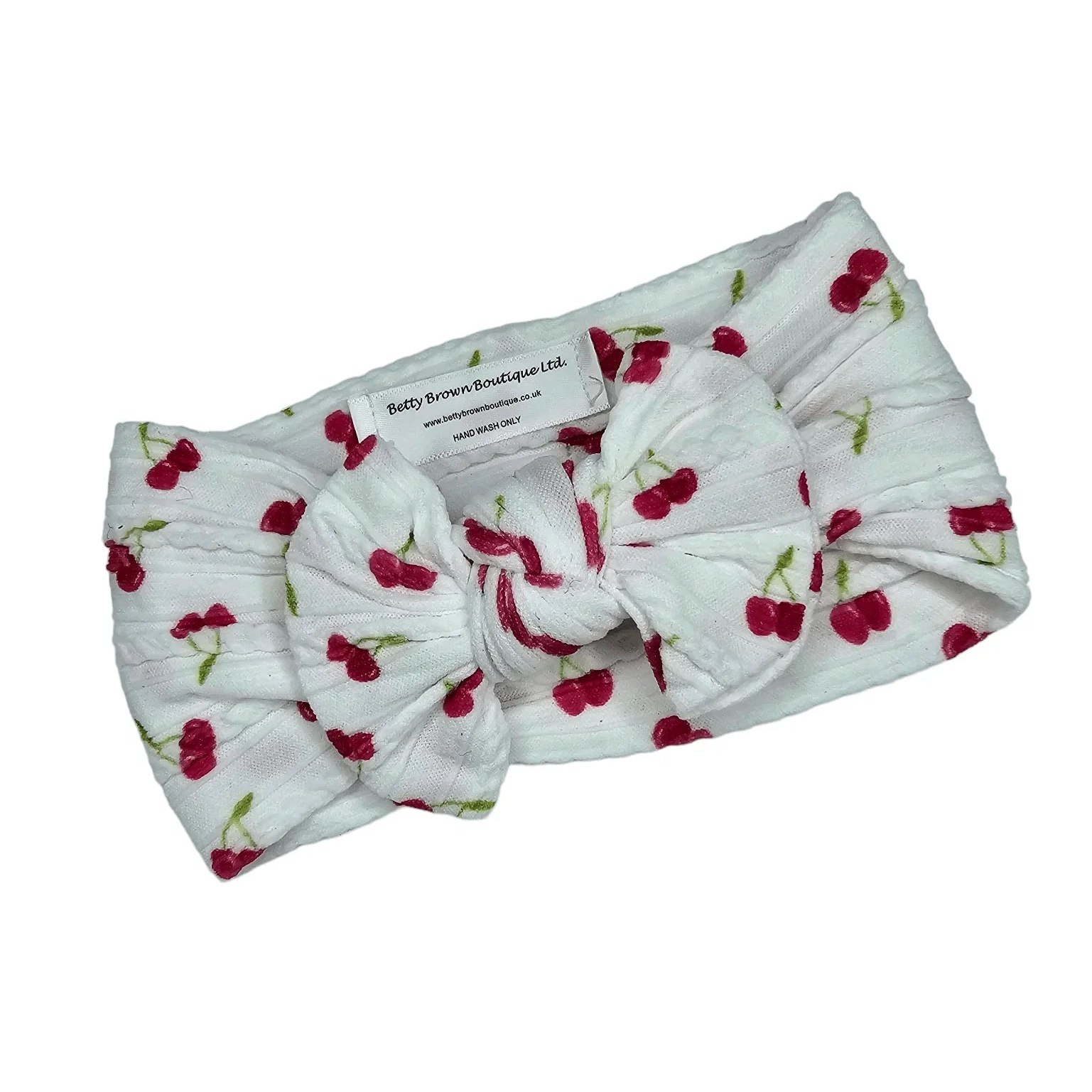 White Cherry Smaller Bow Headband For Girls From Newborn - Image 2