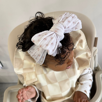 White Daisy Larger Bow Headband For Newborns to 3 Years Old - Image 1