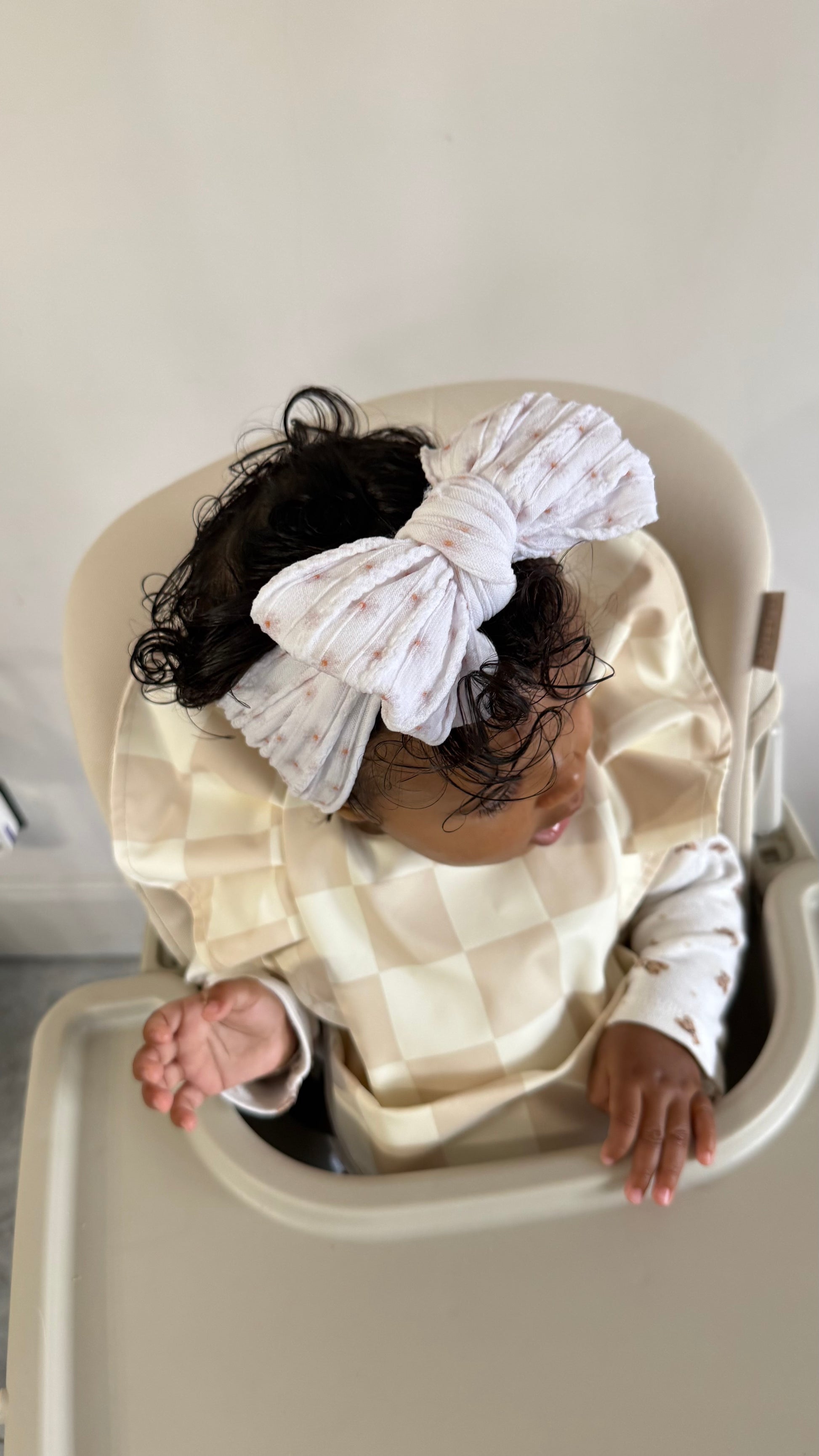 White Daisy Larger Bow Headband For Newborns to 3 Years Old - Image 3
