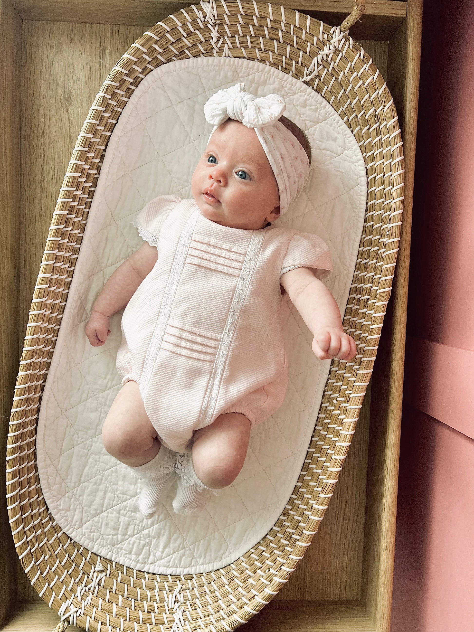 White Daisy Smaller Bow Headband For Newborns to Toddlers - Image 3