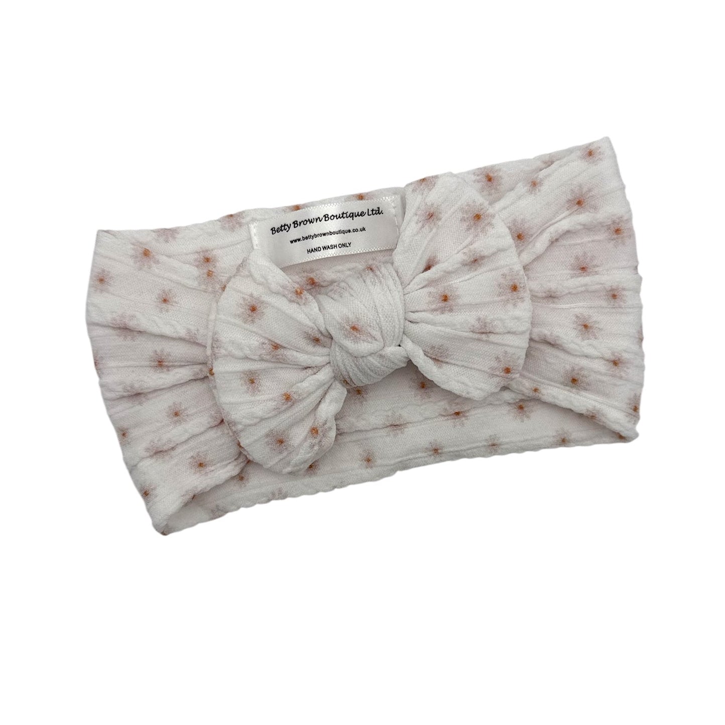 White Daisy Smaller Bow Headband For Newborns to Toddlers - Image 2
